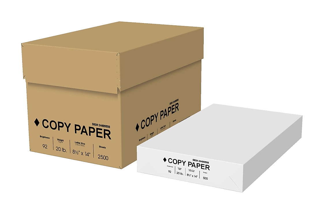 8.5" x 14" Legal Size Copy Paper, 20 lbs, 92 Brightness, 500 Sheets/Ream, 5 Reams/Carton (4073)