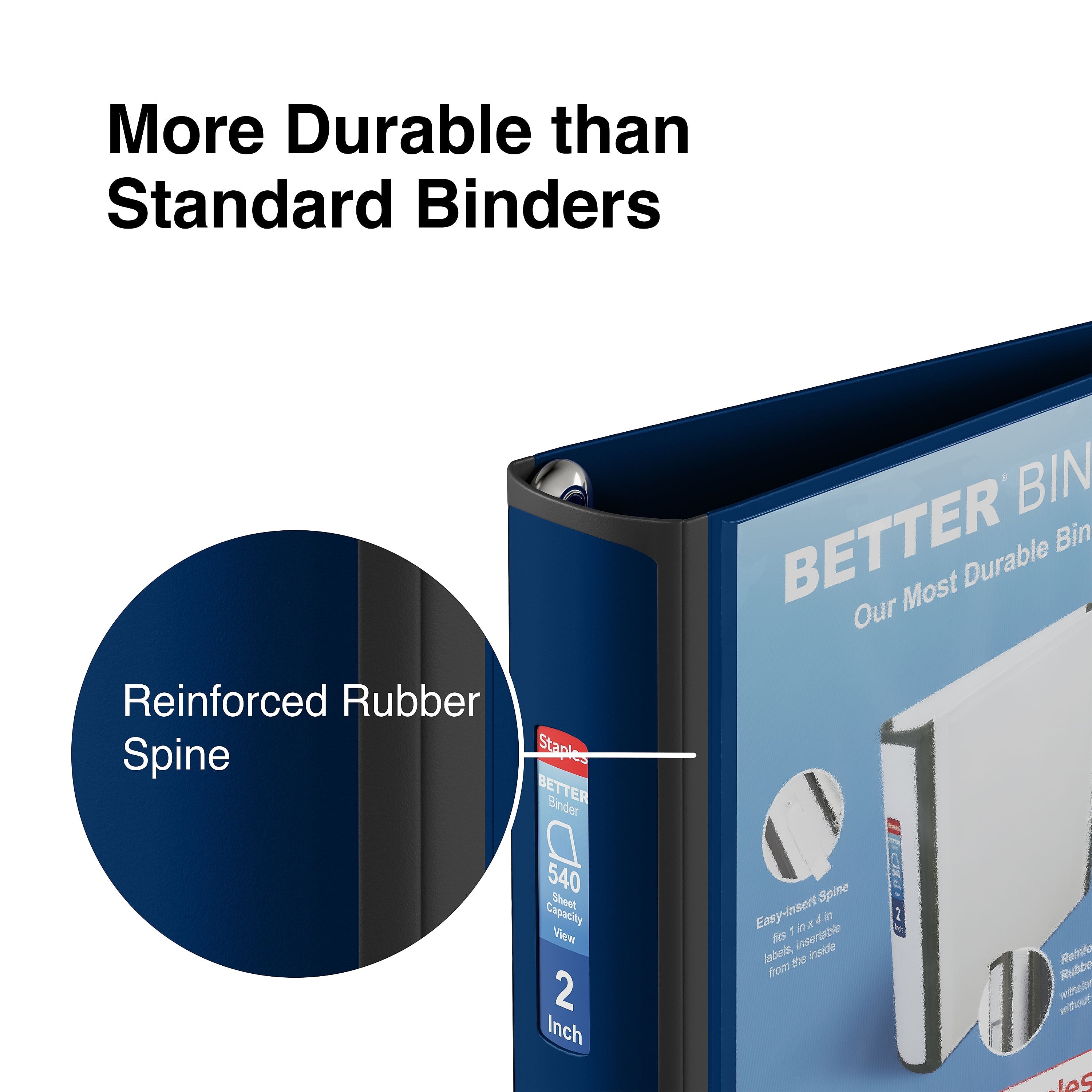 Staples 2" 3-Ring Better Binder, D-Ring, Blue (ST55872-CC)
