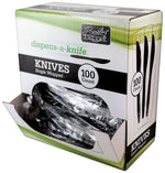 Berkley Square Dispens-a-Knife Polystyrene Knife, Medium-Weight, Black, 100/Box (1223001)