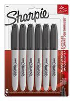 Sharpie Super Permanent Markers, Fine Tip, Black, 6/Pack (33666)