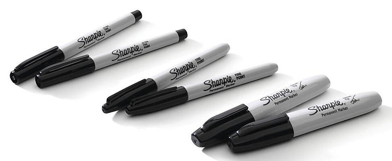 Sharpie Variety Pack Permanent Markers, Assorted Tips, Black, 6/Pack (2135318)