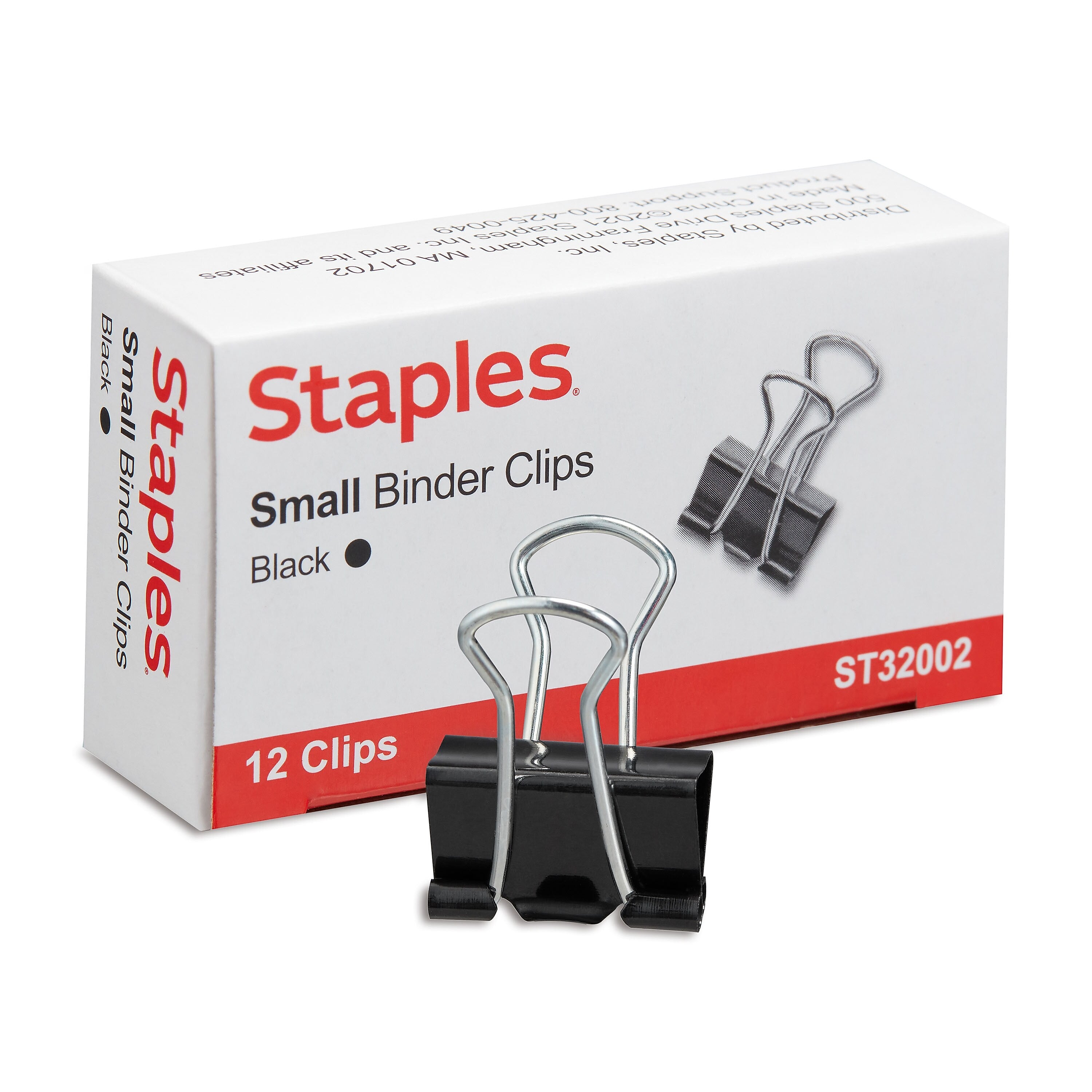 Staples Small Binder Clips, 0.38" Capacity, Black, 144 Clips/Pack (ST32002/32002)