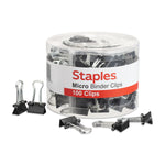 Staples Micro Binder Clips, 0.13" Capacity, Black, 100 Clips/Pack (ST15340/15340)
