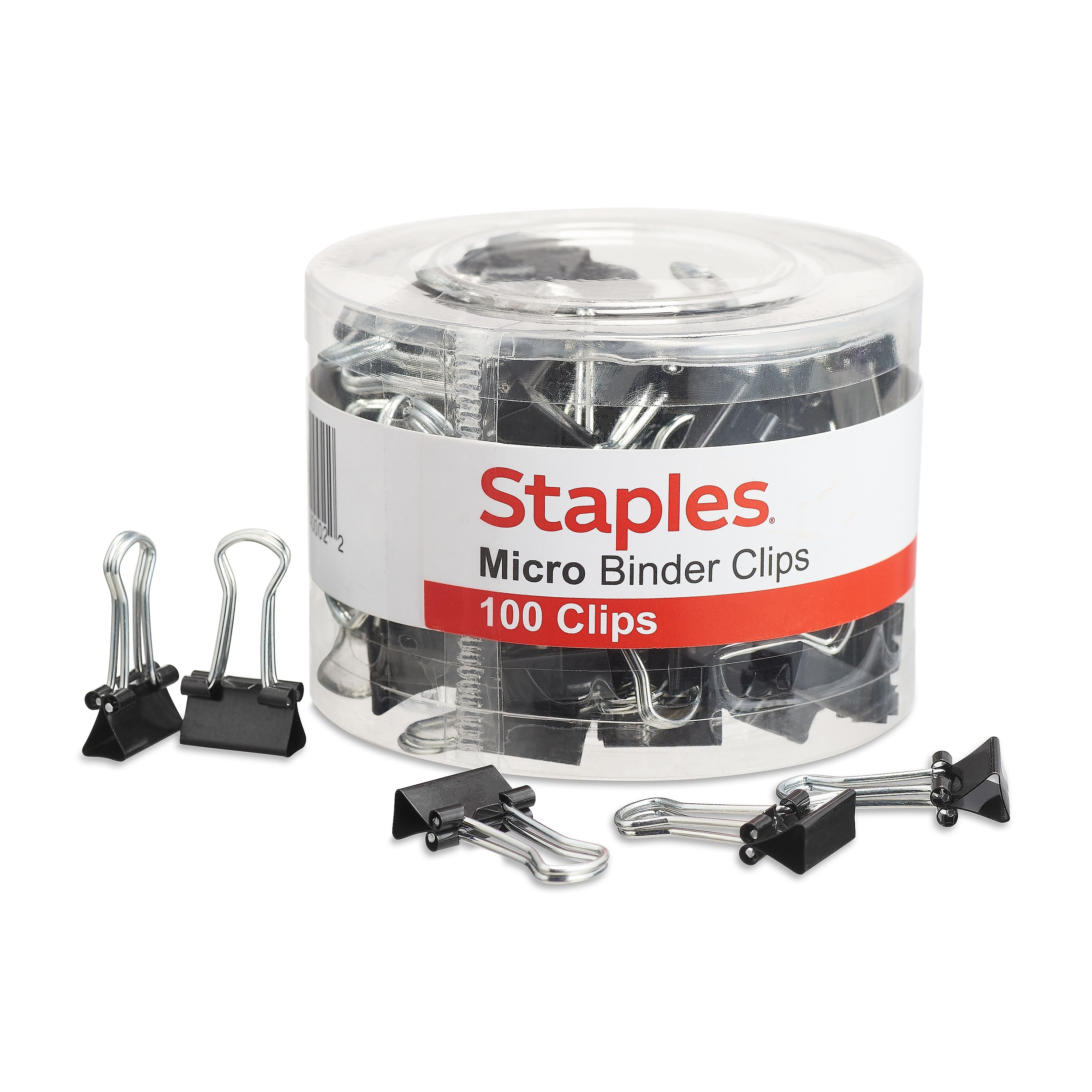 Staples Micro Binder Clips, 0.13" Capacity, Black, 100 Clips/Pack (ST15340/15340)