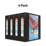 Staples Heavy Duty 3" 3-Ring View Binders, D-Ring, Black, 4/Pack (56234CT/24690CT)
