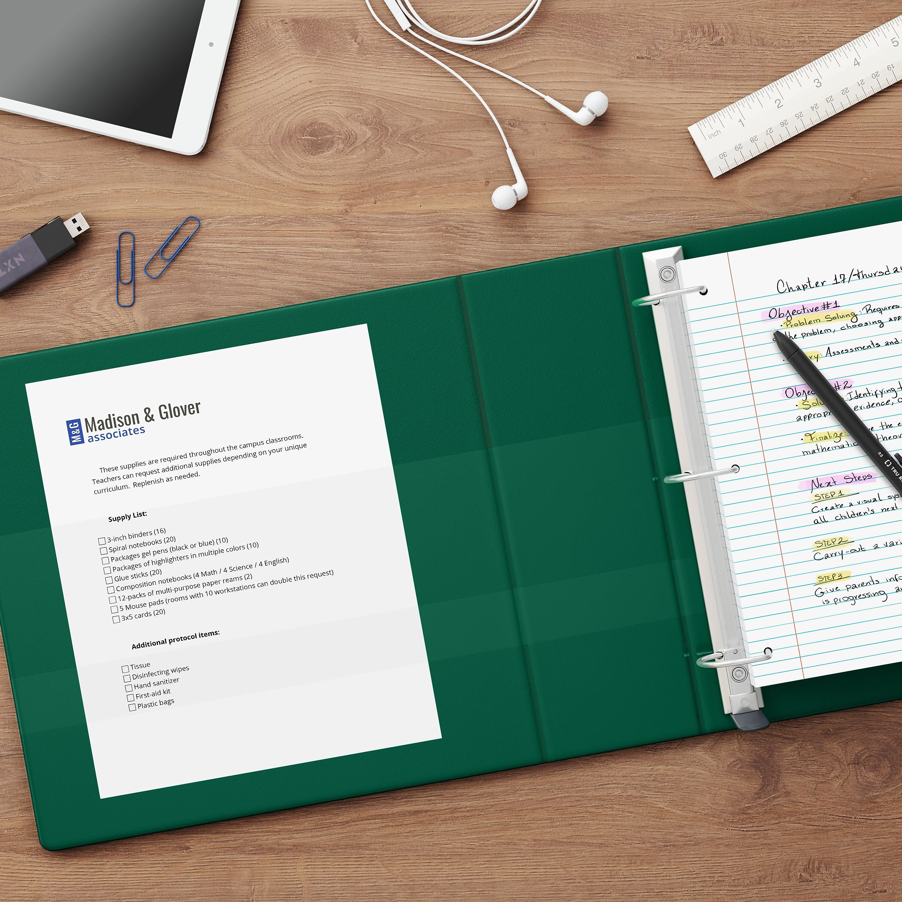Staples Heavy Duty 1 1/2" 3-Ring View Binder, D-Ring, Green (ST56310-CC)