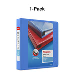 Staples Heavy Duty 1 1/2" 3-Ring View Binder, D-Ring, Periwinkle (ST56290-CC)