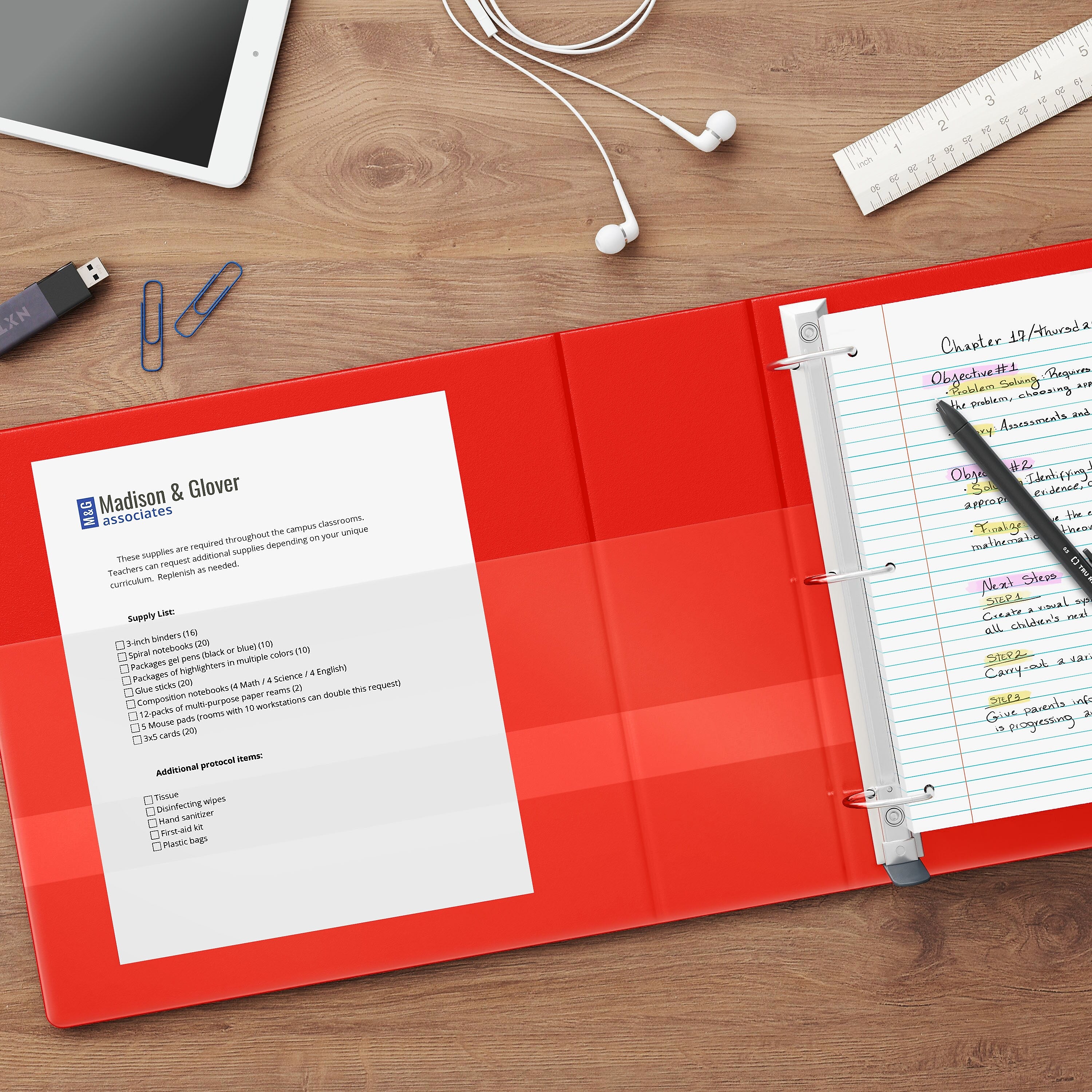 Staples Heavy Duty 1 1/2" 3-Ring View Binder, D-Ring, Red (ST56296-CC)