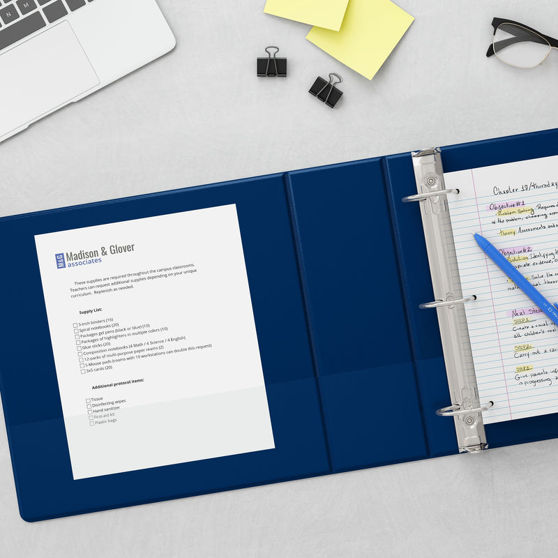 Staples 1 1/2" 3-Ring View Binder, D-Ring, Navy Blue (55419/26439)