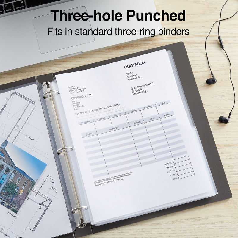 Staples Poly Binder Pocket, 3-Hole Punched, Clear, 5/Pack (ST15159-CC)