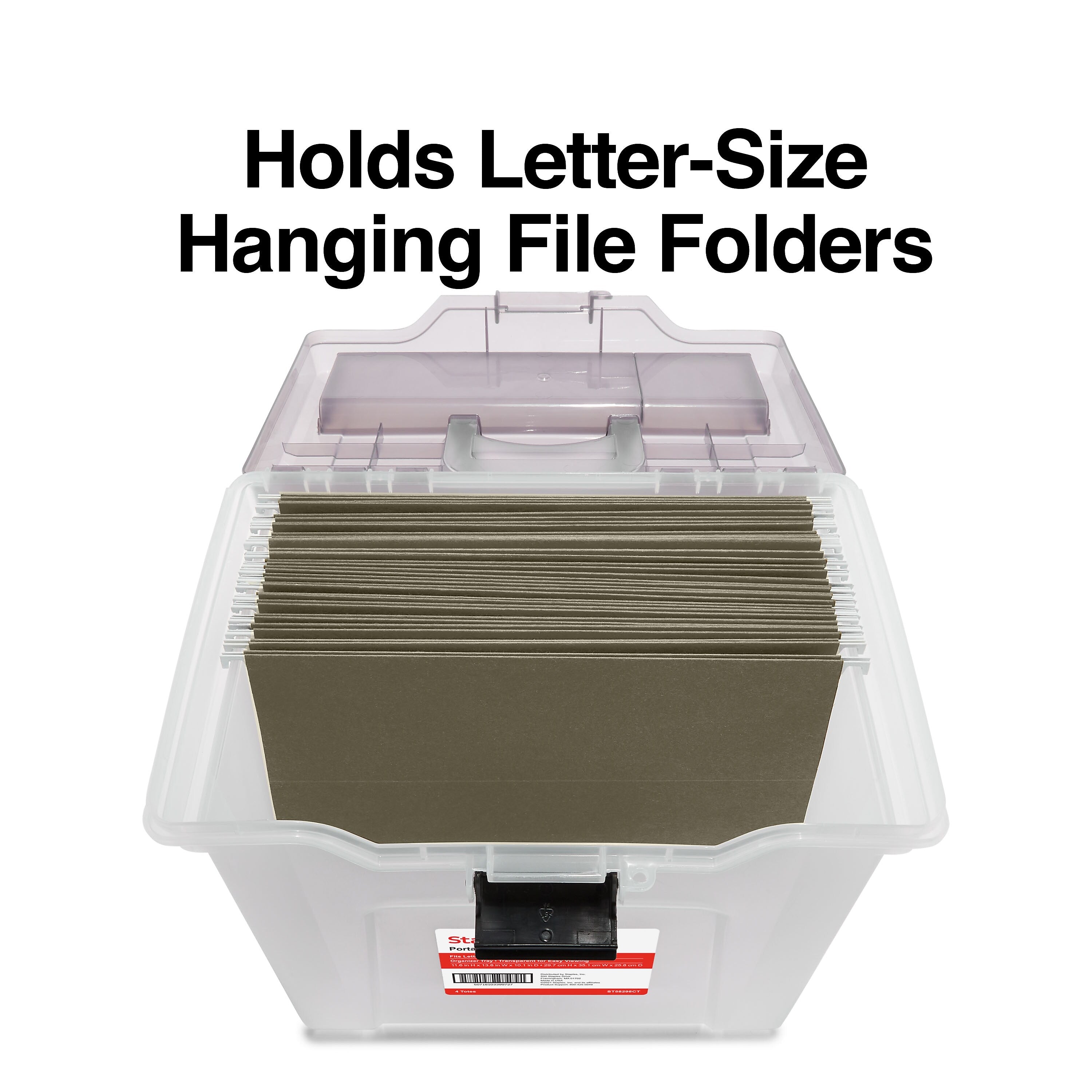 Staples Portable File Tote, Letter Size, Clear, 4/Carton (TR58298CT)