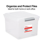 Staples Store & Slide Weather-Resistant File Box, Letter/Legal Size, Clear, 4/Carton (TR57621CT)