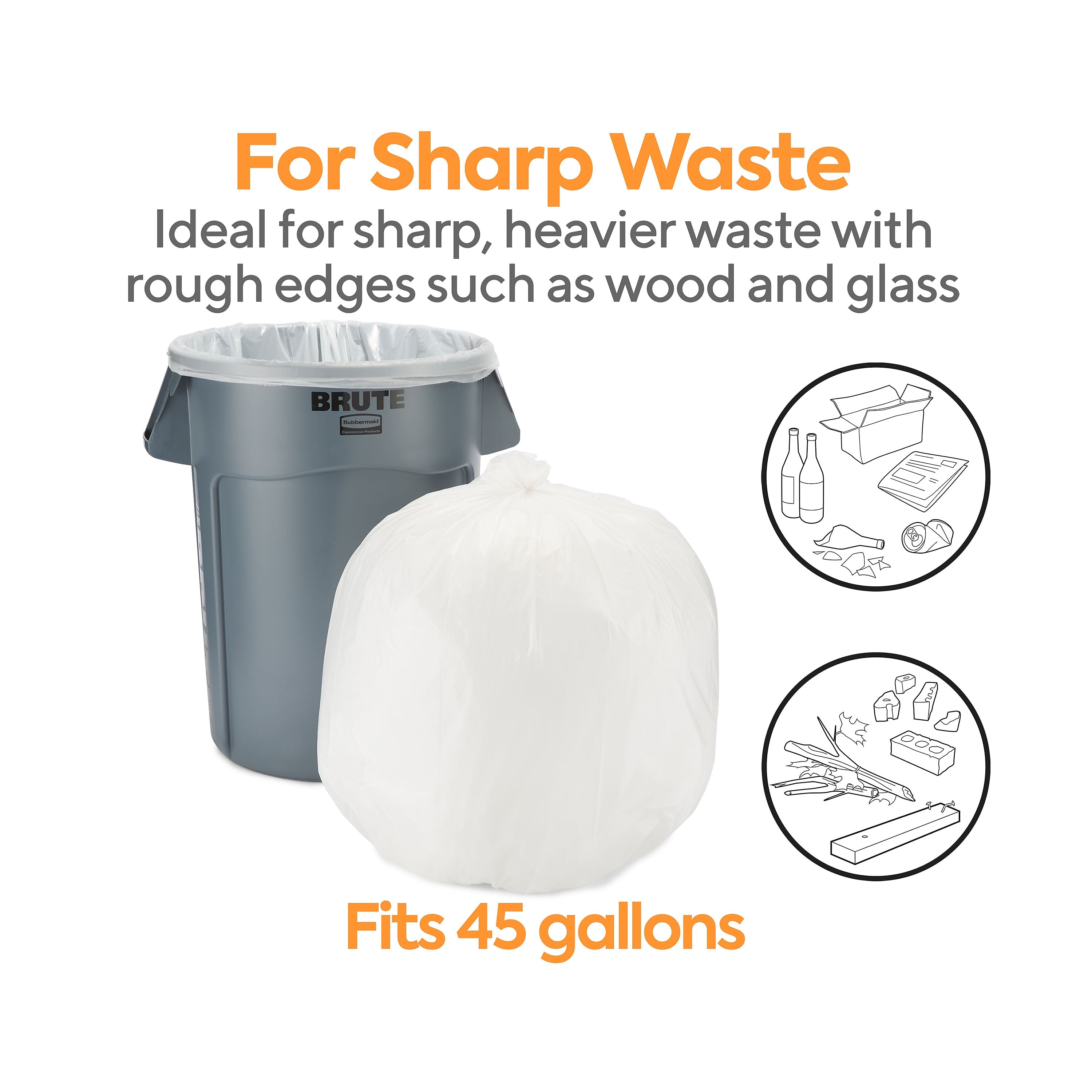 Coastwide Professional™ 40-45 Gallon Trash Bag, 40" x 46", Low Density, 2 mil, Clear, 100 Bags/Box (CW57394)
