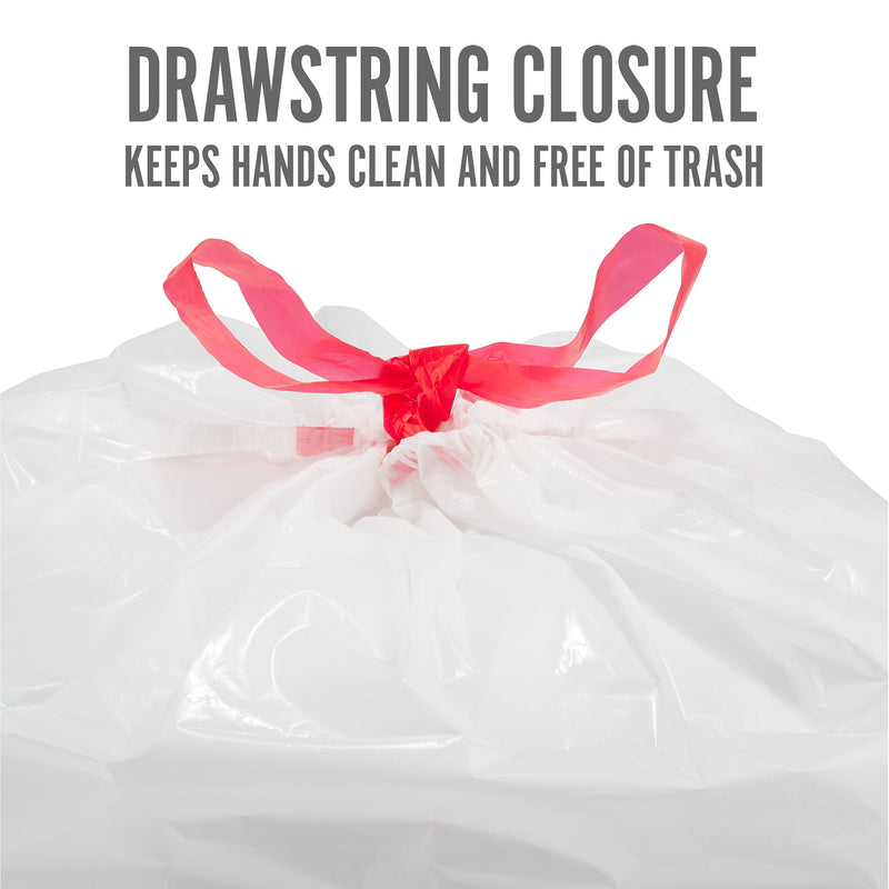 Perk™ 13 Gallon Kitchen Trash Bag, 28" x 24", Low Density, 0.9 mil, White, 50 Bags/Box, 6 Boxes/Carton (PK56745CT)