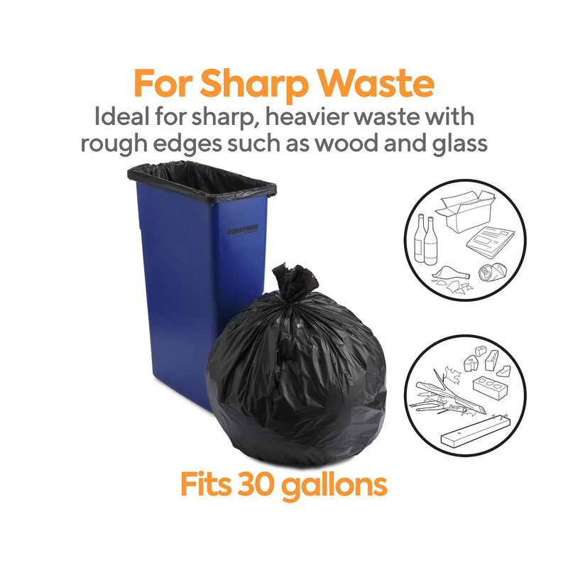 Coastwide Professional™ 20-30 Gallon Trash Bag, 30" x 36", Low Density, 1.35 mil, Black, 150 Bags/Box (CW21761)