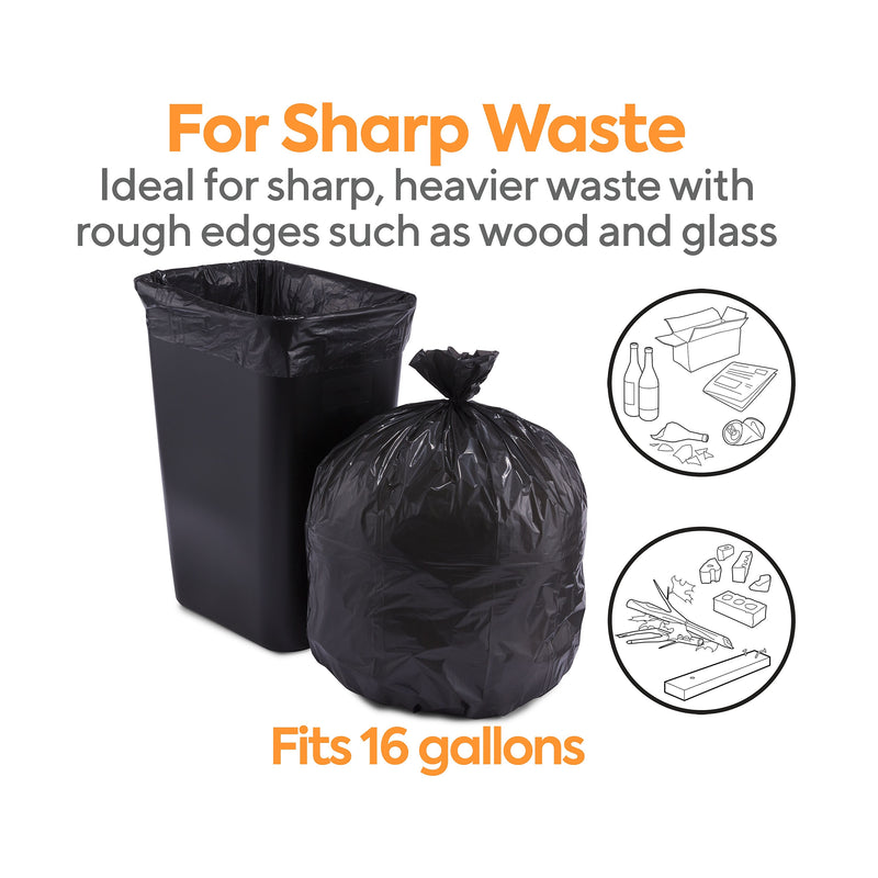 Coastwide Professional™ 12-16 Gallon Trash Bag, 24" x 31", Low Density, 1 mil, Black, 250 Bags/Box (CW21760)