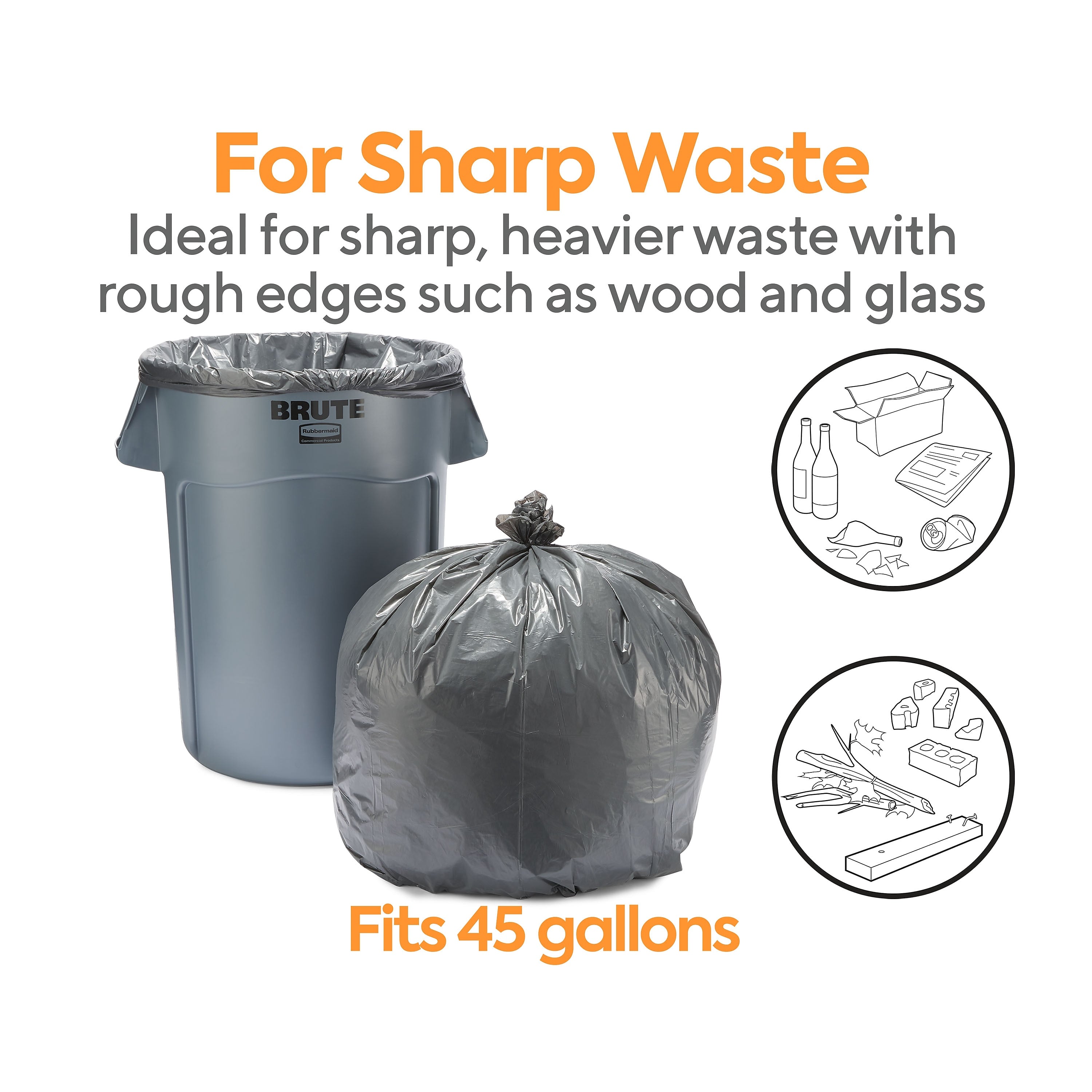 Coastwide Professional™ 40-45 Gallon Trash Bag, 40" x 46", Low Density, 1.5 mil, Black, 100 Bags/Box (CW25532)
