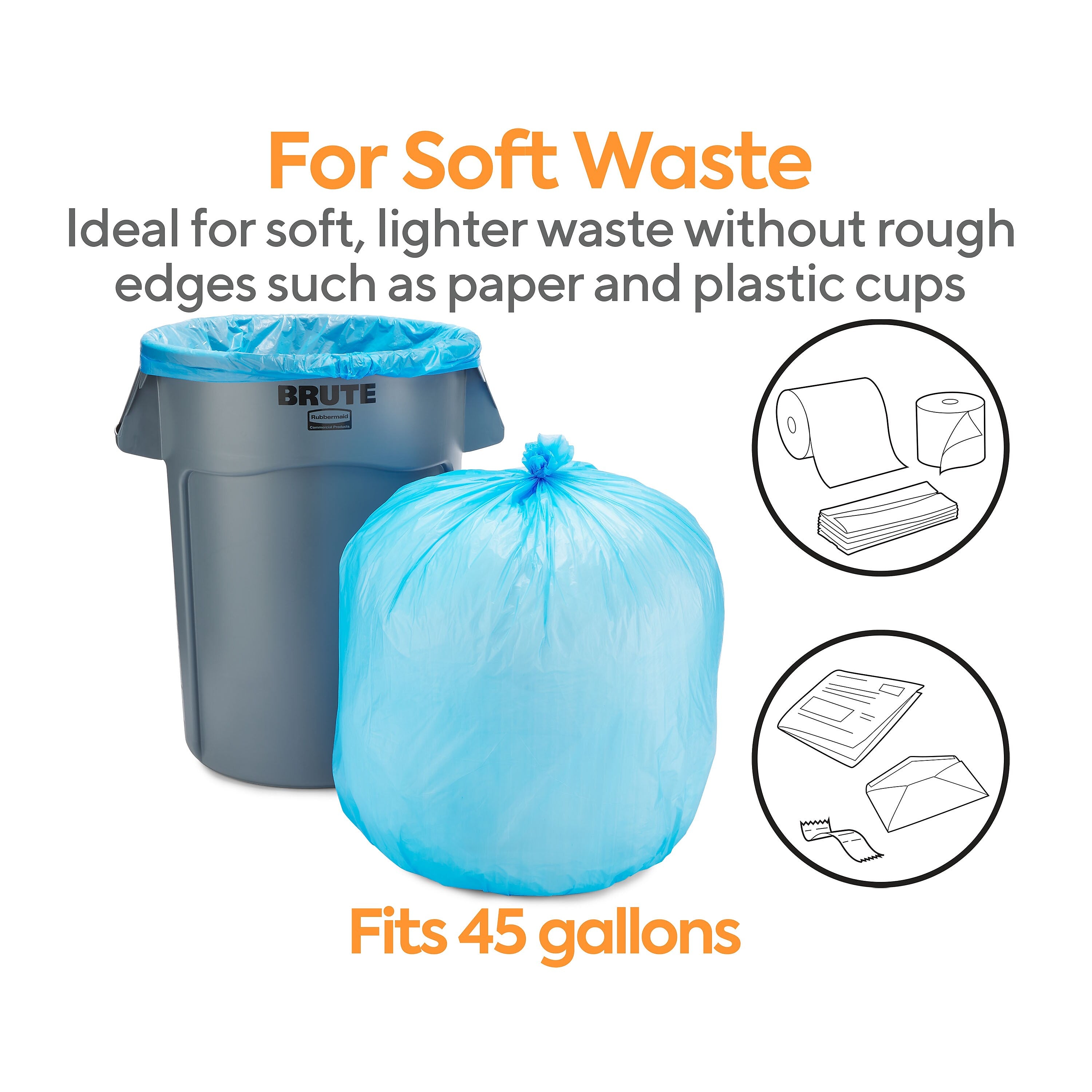Coastwide Professional™ 40-45 Gallon Recycling Bags, High Density, 19 Mic., Blue, 200 Bags/Box (CW57402)