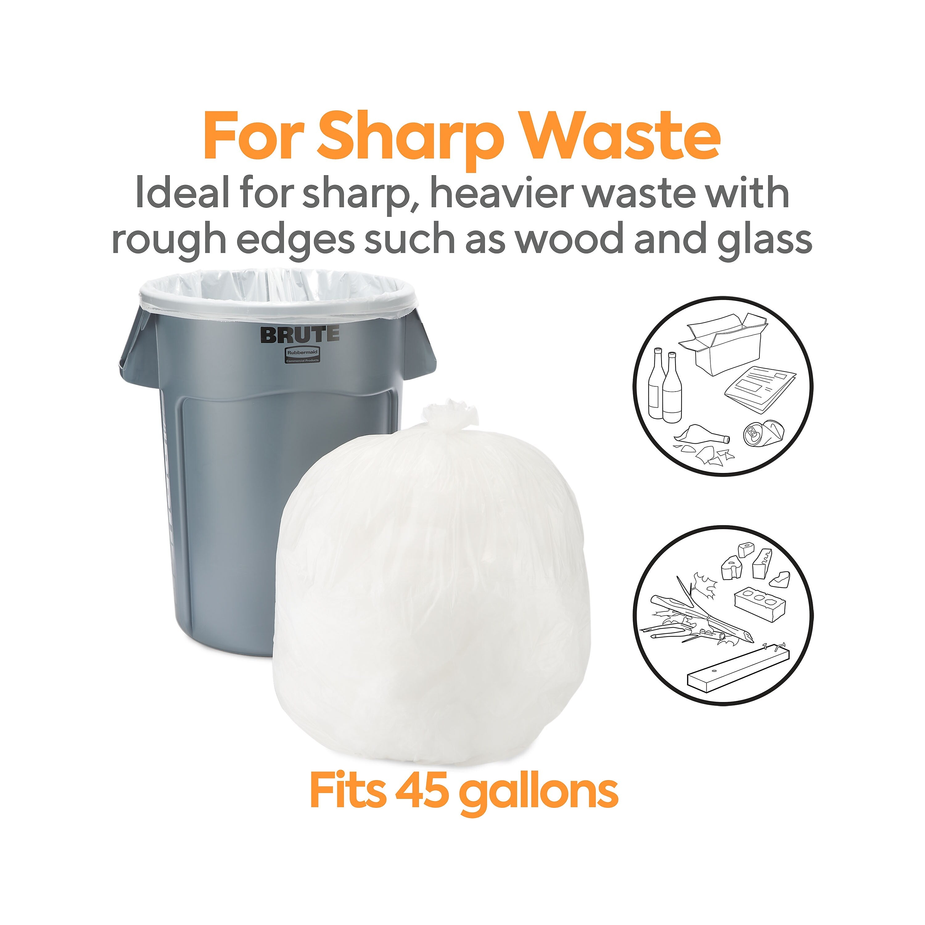 Coastwide Professional™ 40-45 Gallon Trash Bag, 40" x 46", Low Density, 1 mil, Clear, 100 Bags/Box (CW17967)