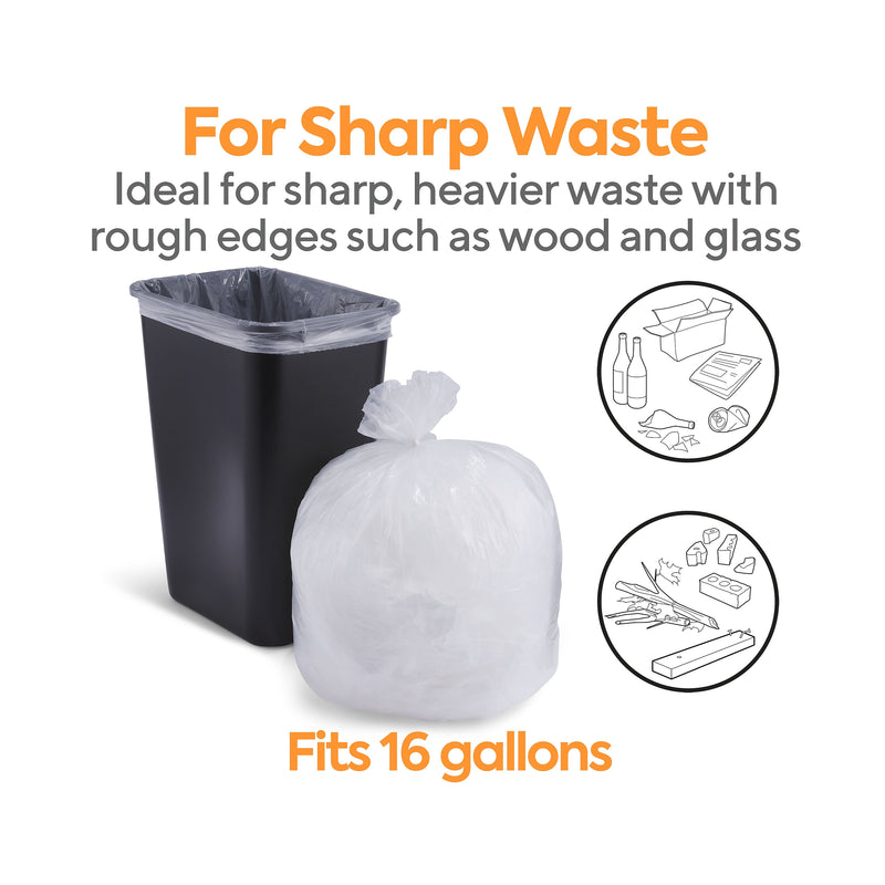 Coastwide Professional™ 12-16 Gallon Trash Bag, 24" x 32", Low Density, 0.35 mil, Clear, 1000 Bags/Box (CW57405)
