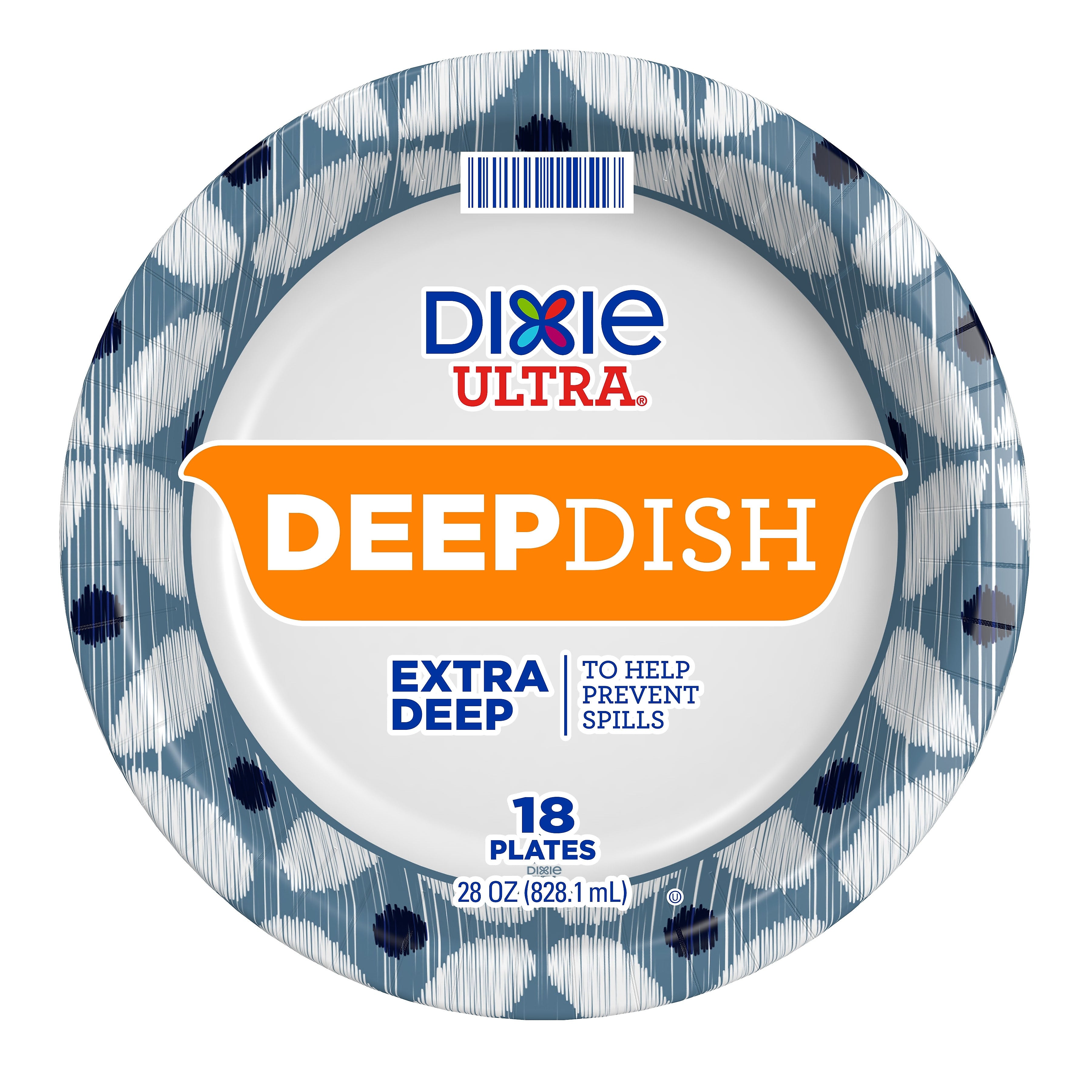 Dixie Ultra Deep Dish Paper Plate, 9.56", Blue/Yellow, 18/Pack (15951C)
