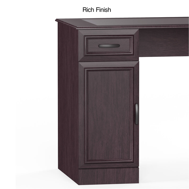 Staples Kendall Park 58.5"W Double Pedestal Desk, Cherry (52105)