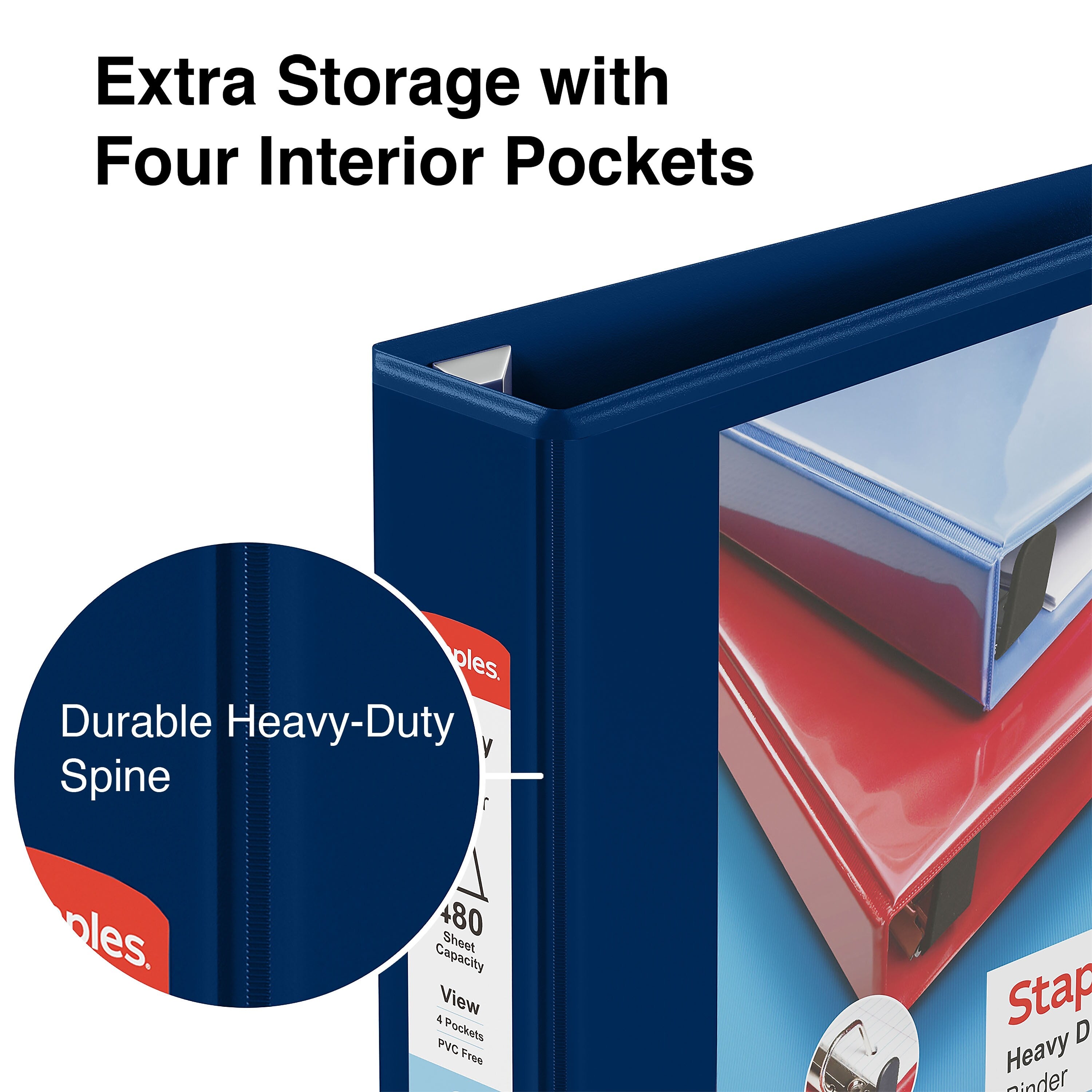 Staples Heavy Duty 2" 3-Ring View Binder, D-Ring, Blue (ST56270-CC)