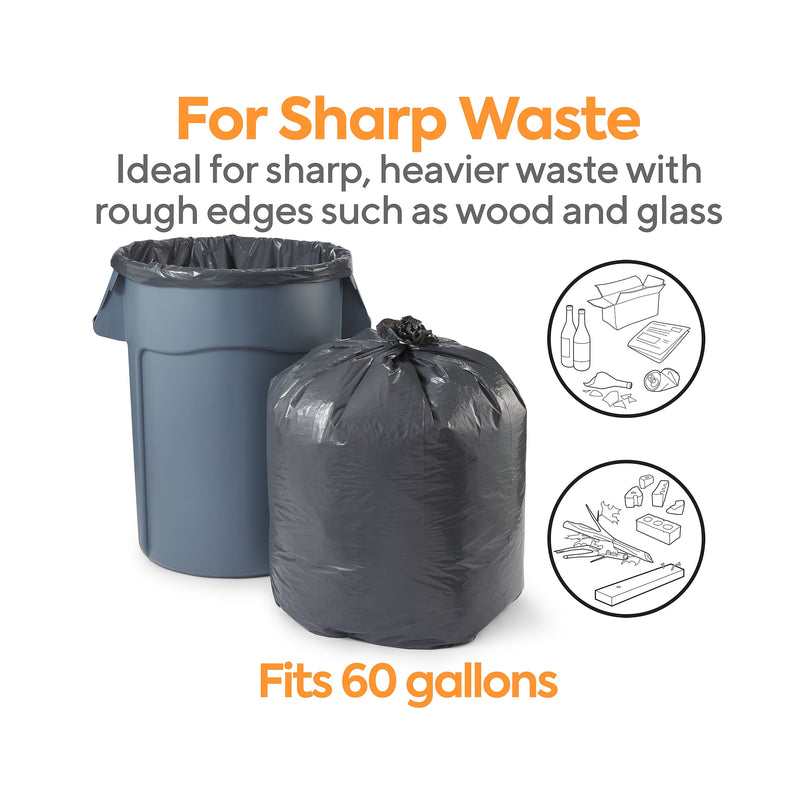 Coastwide Professional 55-60 Gallon Trash Bag, 38" x 58", Low Density, 1.5 mil, Black, 100 Bags/Box (CW25531)