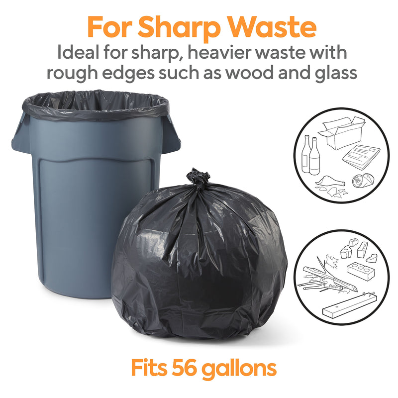 Coastwide Professional™ 50-56 Gallon Trash Bag, 43" x 47", Low Density, 1.8 mil, Black, 100 Bags/Box (CW18209)