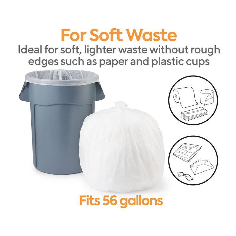 Coastwide Professional™ 50-56 Gallon Trash Bag, 43" x 48", High Density, 16 mic, Natural, 200 Bags/Box (CW18205)