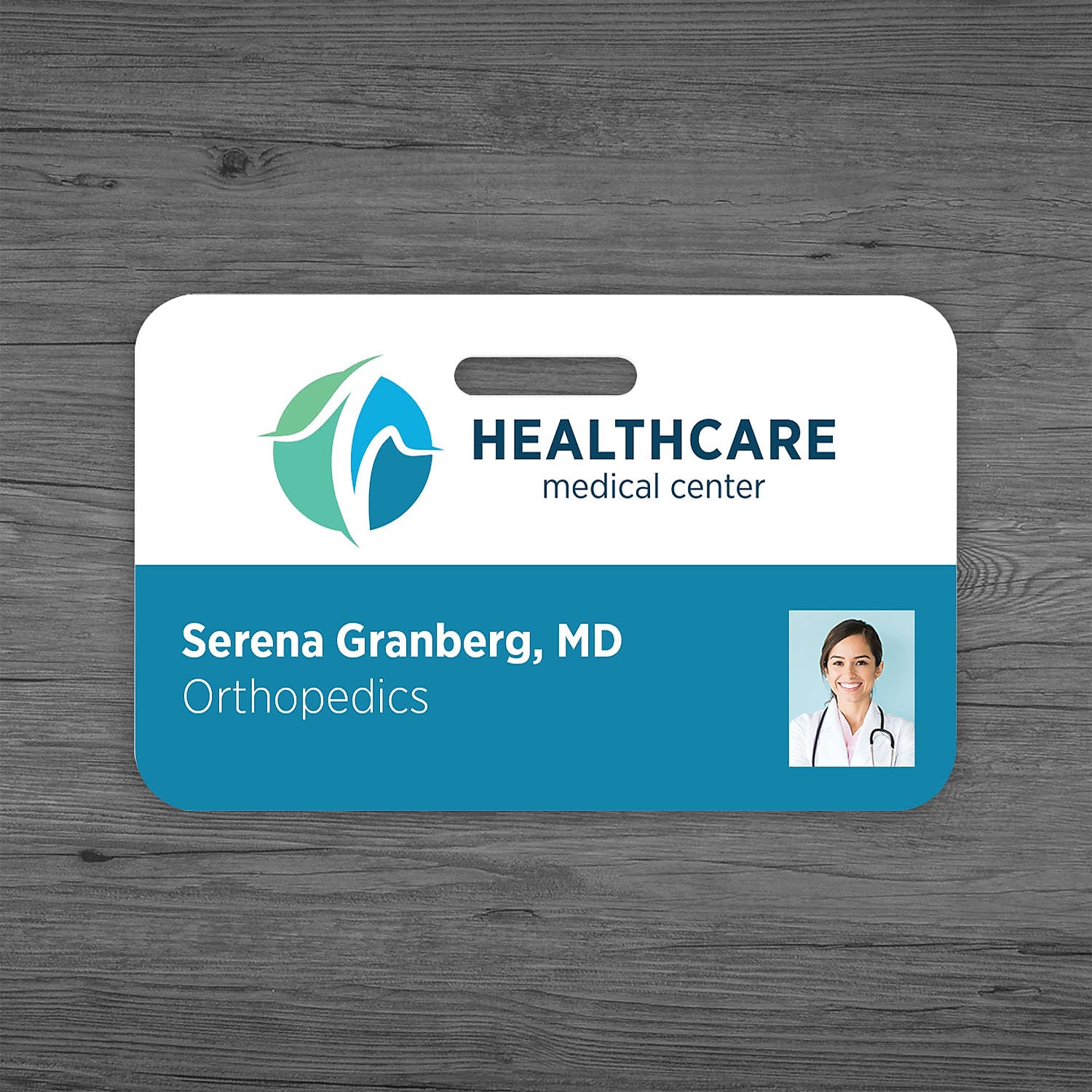 Full Color I.D. Badge,  Horizontal, Single Sided, With Slot, 2 1/8 " x 3 3/8"