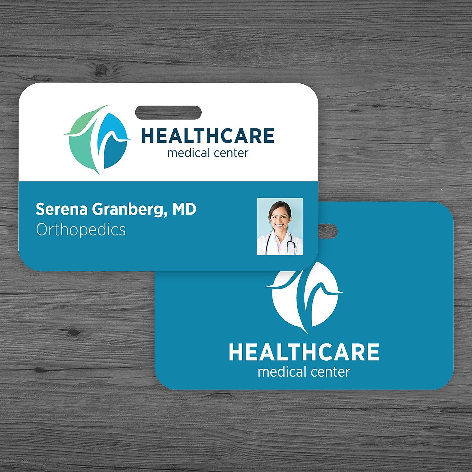 Full Color I.D. Badge,  Horizontal, Double Sided, With Slot, 2 1/8 " x 3 3/8"