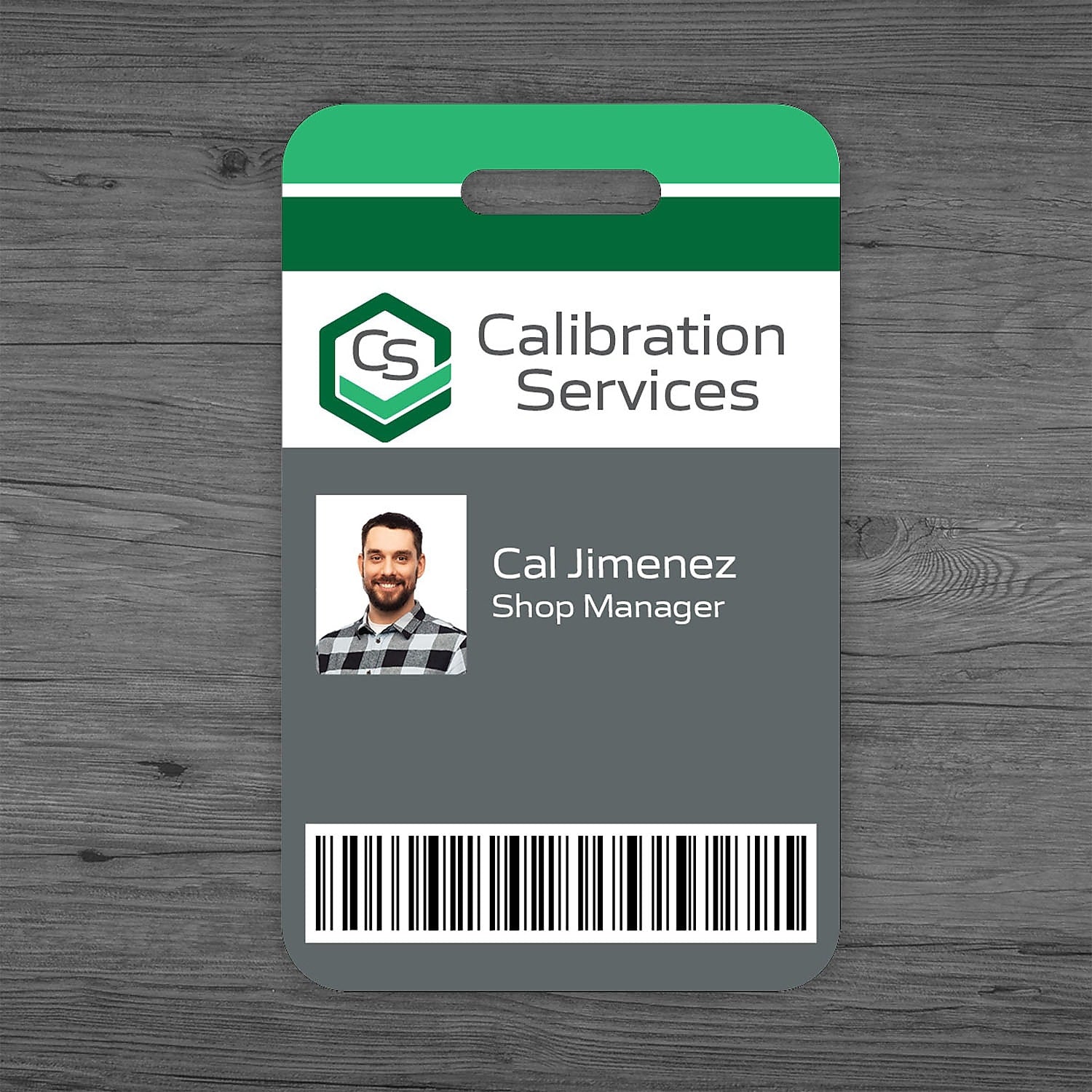 Full Color I.D. Badge, Vertical, Single Sided, With Slot, 3 3/8" X 2 1/8"