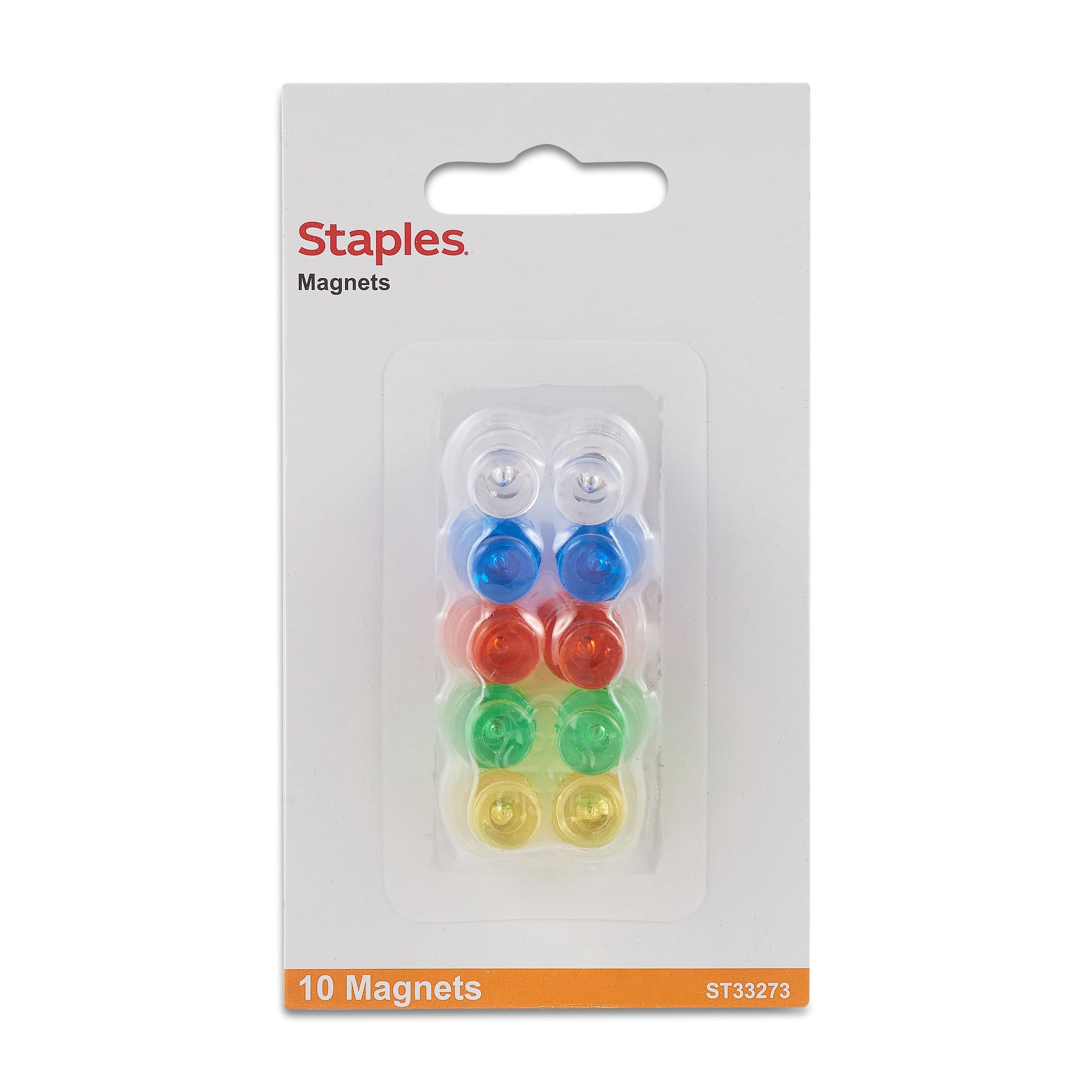 Staples Magnets, Assorted, 10/Pack (33273-CC)