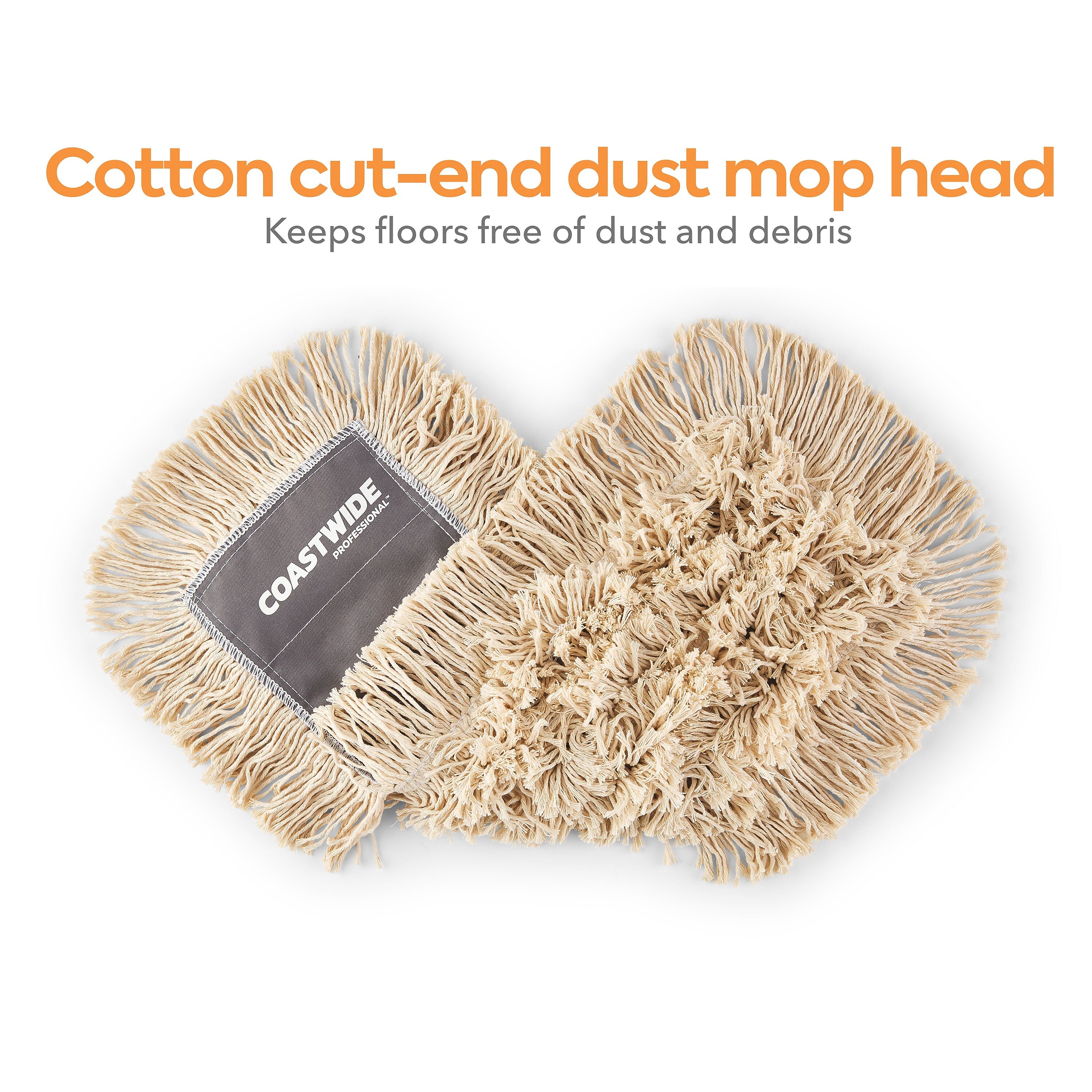 Coastwide Professional™ Cut-End Dust Mop Head, Cotton, 18" x 5", White (CW56752)