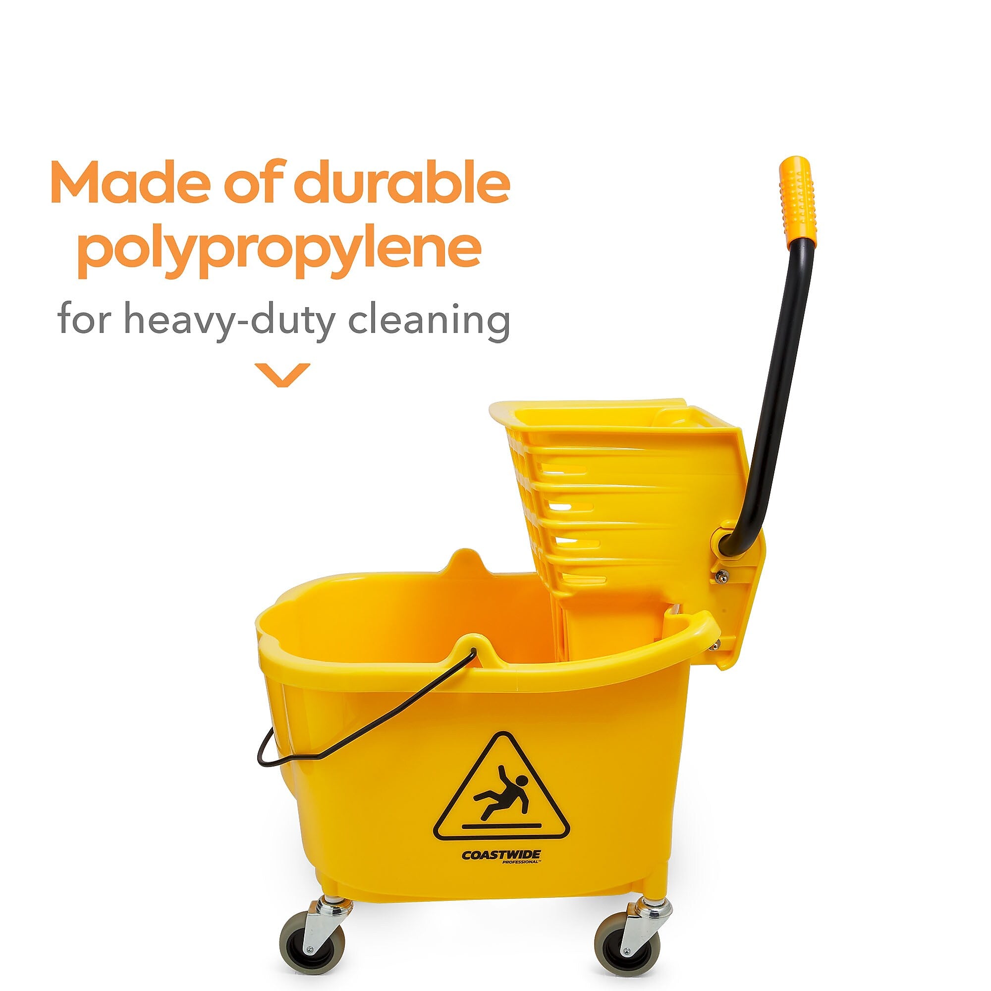 Coastwide Professional™ Bucket & Side-Press Wringer, 35 Qt., Yellow/Black (CW21871)