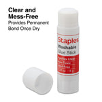 Staples® Washable Glue Sticks, 0.28 oz., Clear, 4/Pack (ST10445/10445)