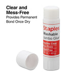 Staples® Jumbo Washable Glue Sticks, 1.4 oz., Clear, 6/Pack (ST19959/19959)