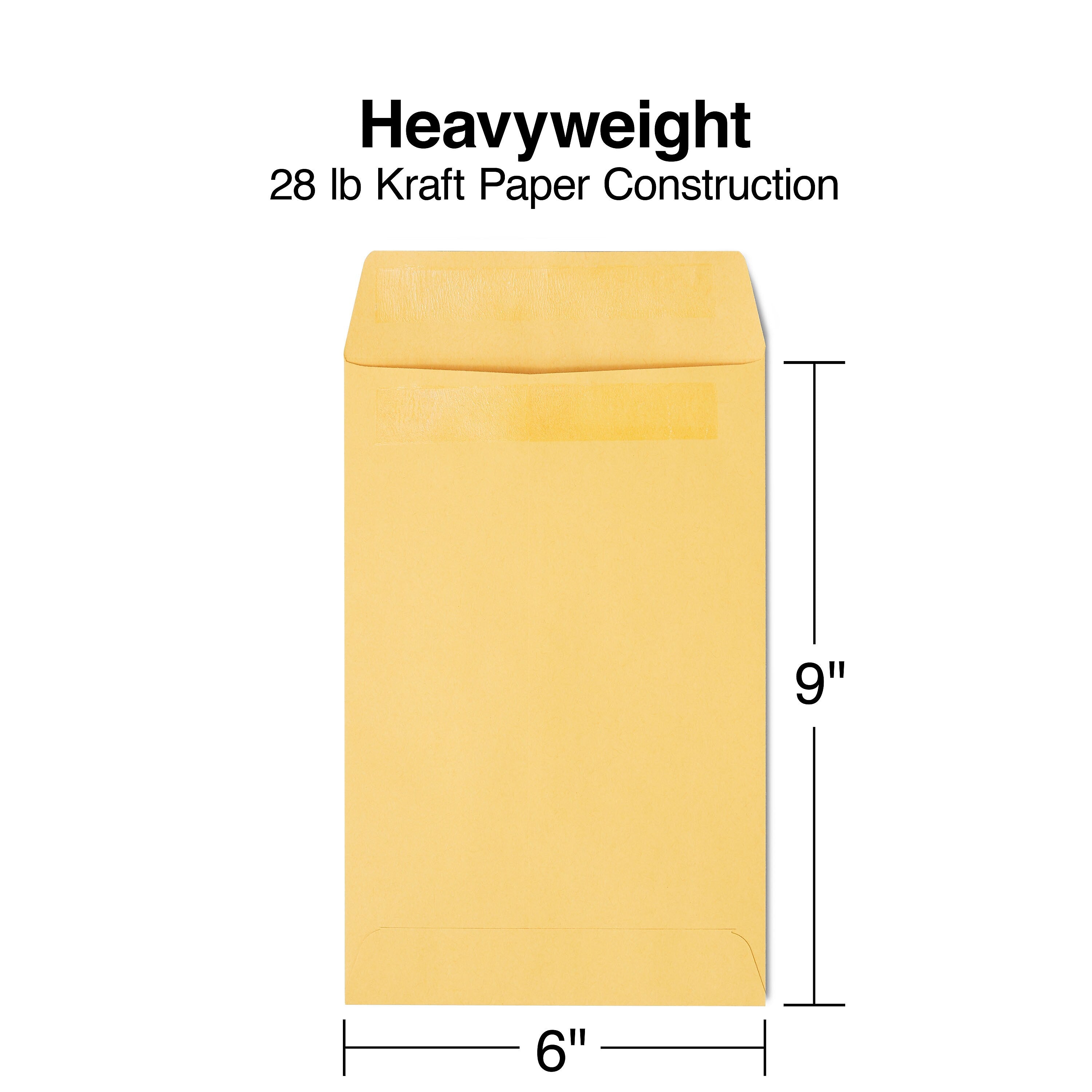 Staples Self Seal Kraft Catalog Envelopes, 6” x 9”, Brown, 100/Box (50262)