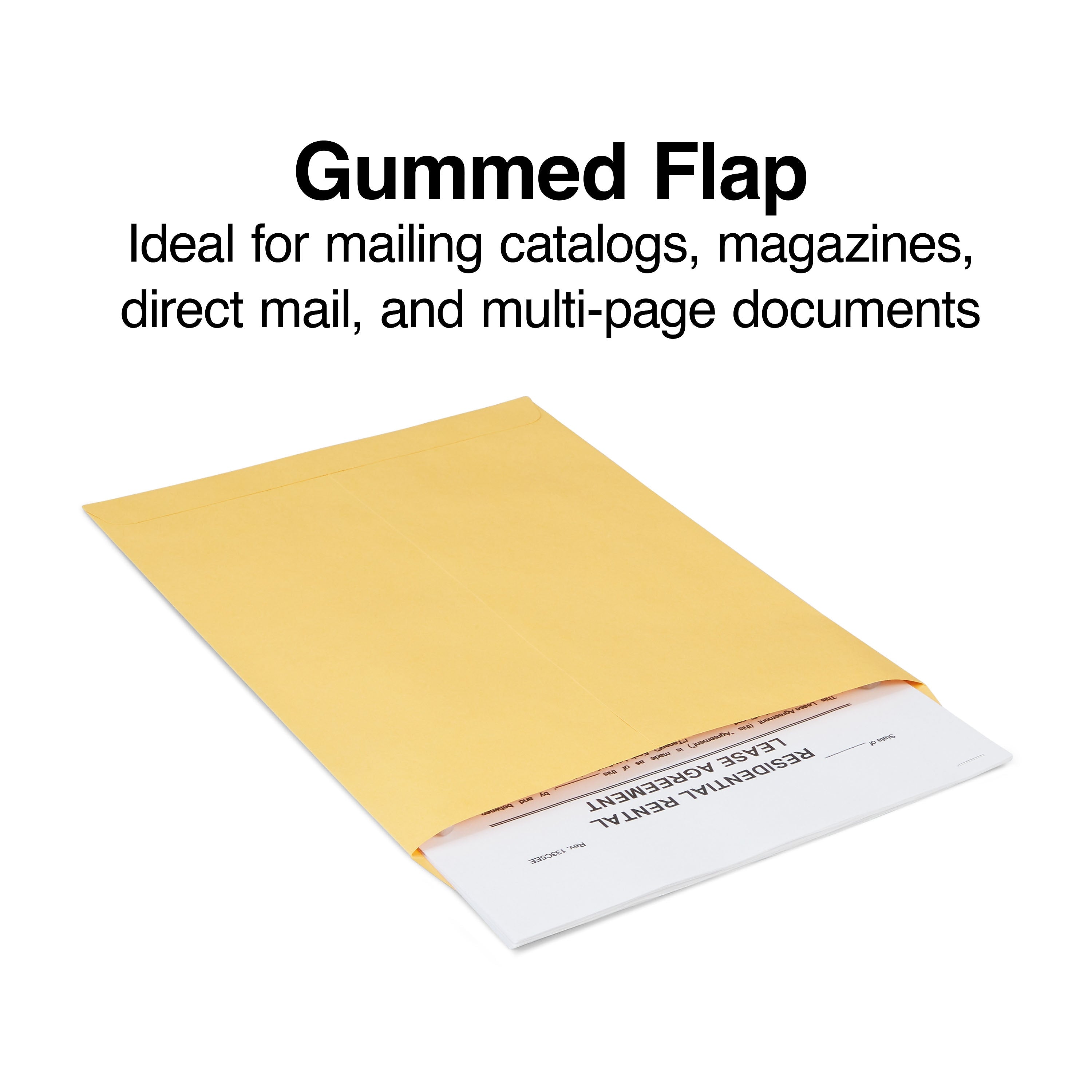 Staples Gummed Kraft Catalog Envelopes, 9"L x 12"H, Brown, 250/Box (486940/17032)