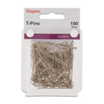 Staples T Pins, 1.5", 100/Pack (10819-CC)