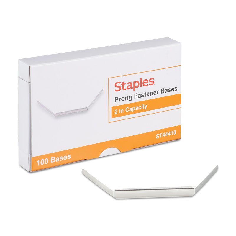 Staples® Prong Fastener Bases, 2 "W Capacity, Silver, 100/Pack (44410)