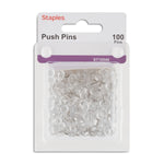 Staples Push Pins, Clear, 100/Pack (10540-CC)