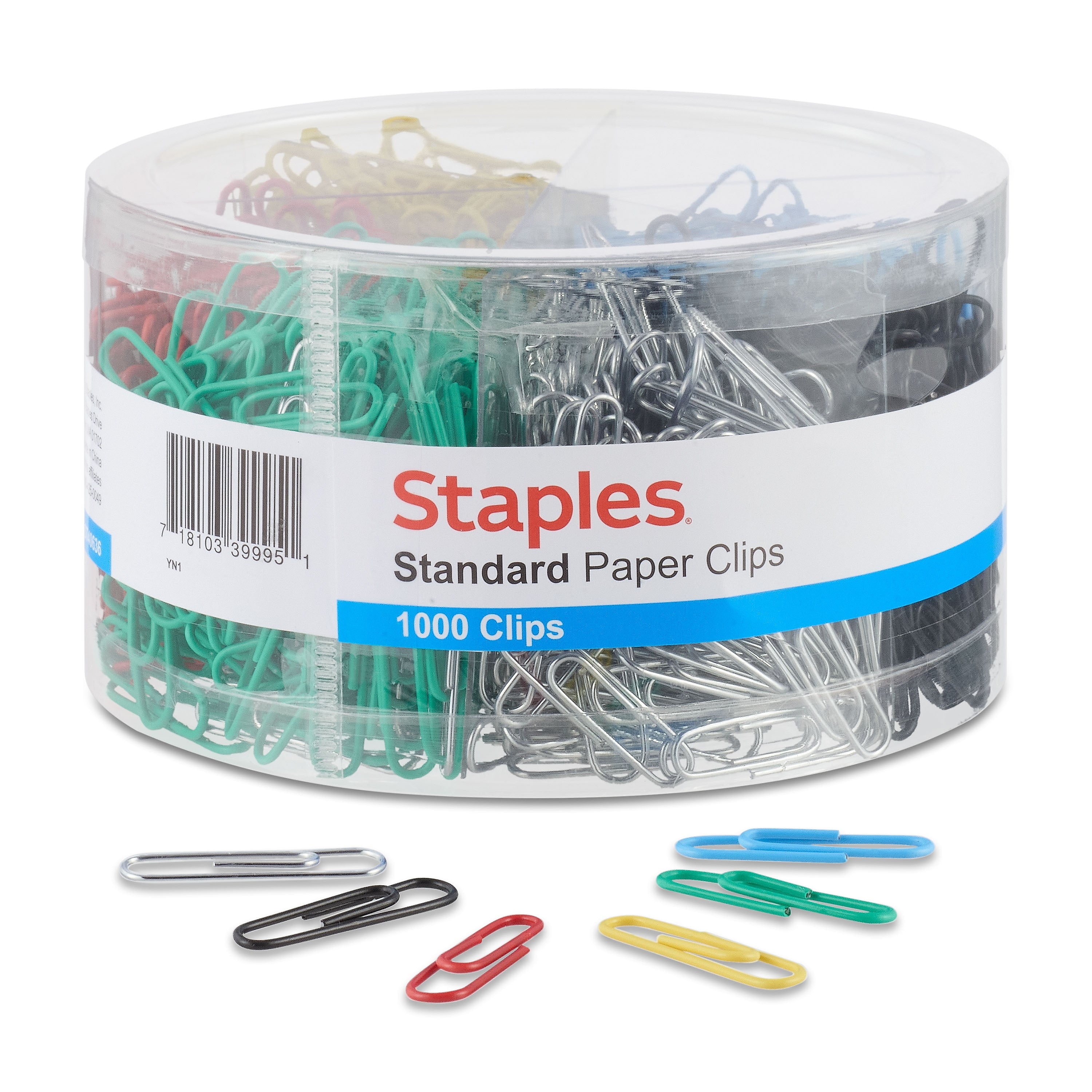 Staples #1 Paper Clips, Assorted Colors, 1000 Clips/Pack (ST40636/10590)