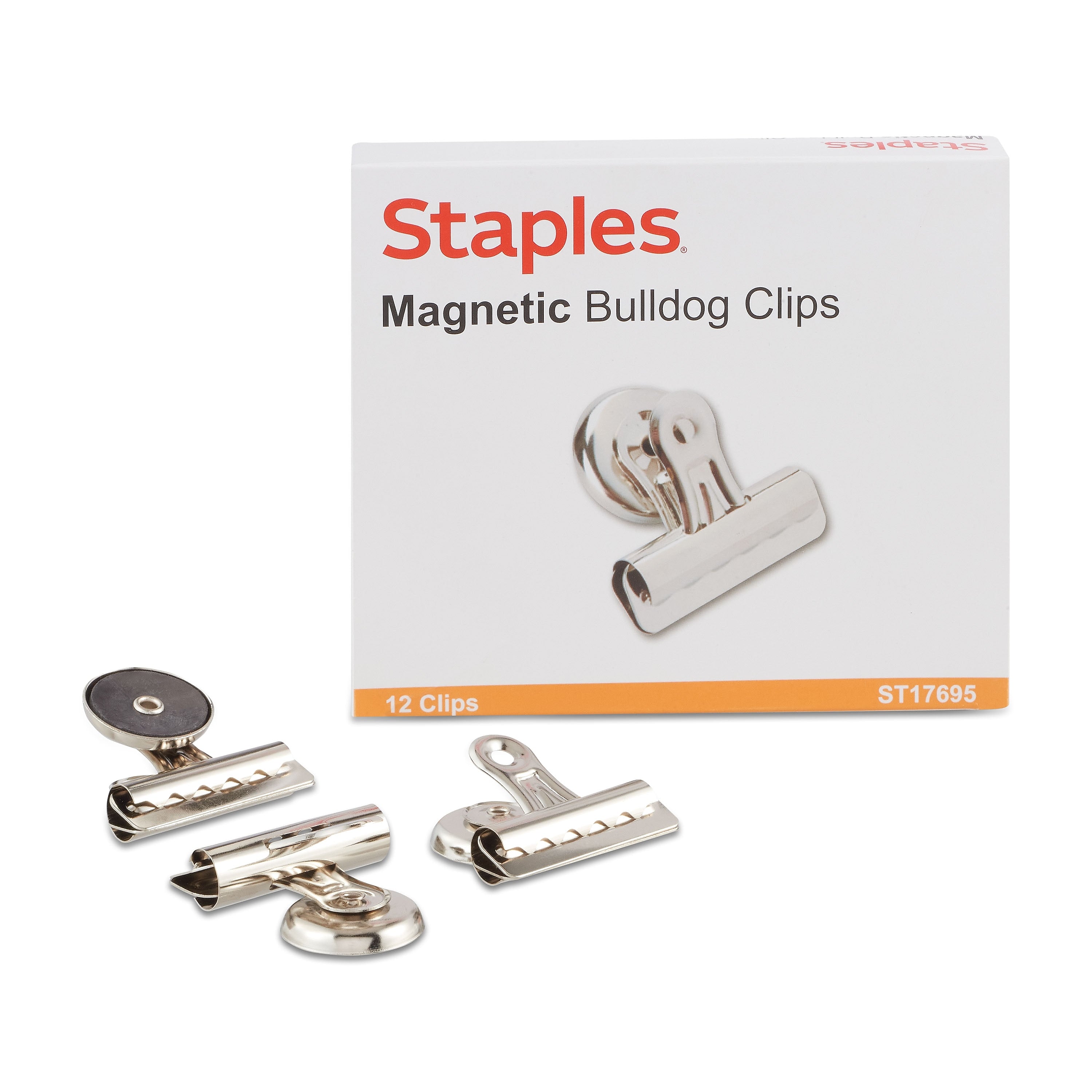 Staples Medium Bulldog Clips, Silver, 12 Clips/Pack (ST17695/17695)