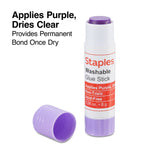 Staples® Washable Glue Sticks, 0.28 oz., Purple, 4/Pack (ST10446/10446)
