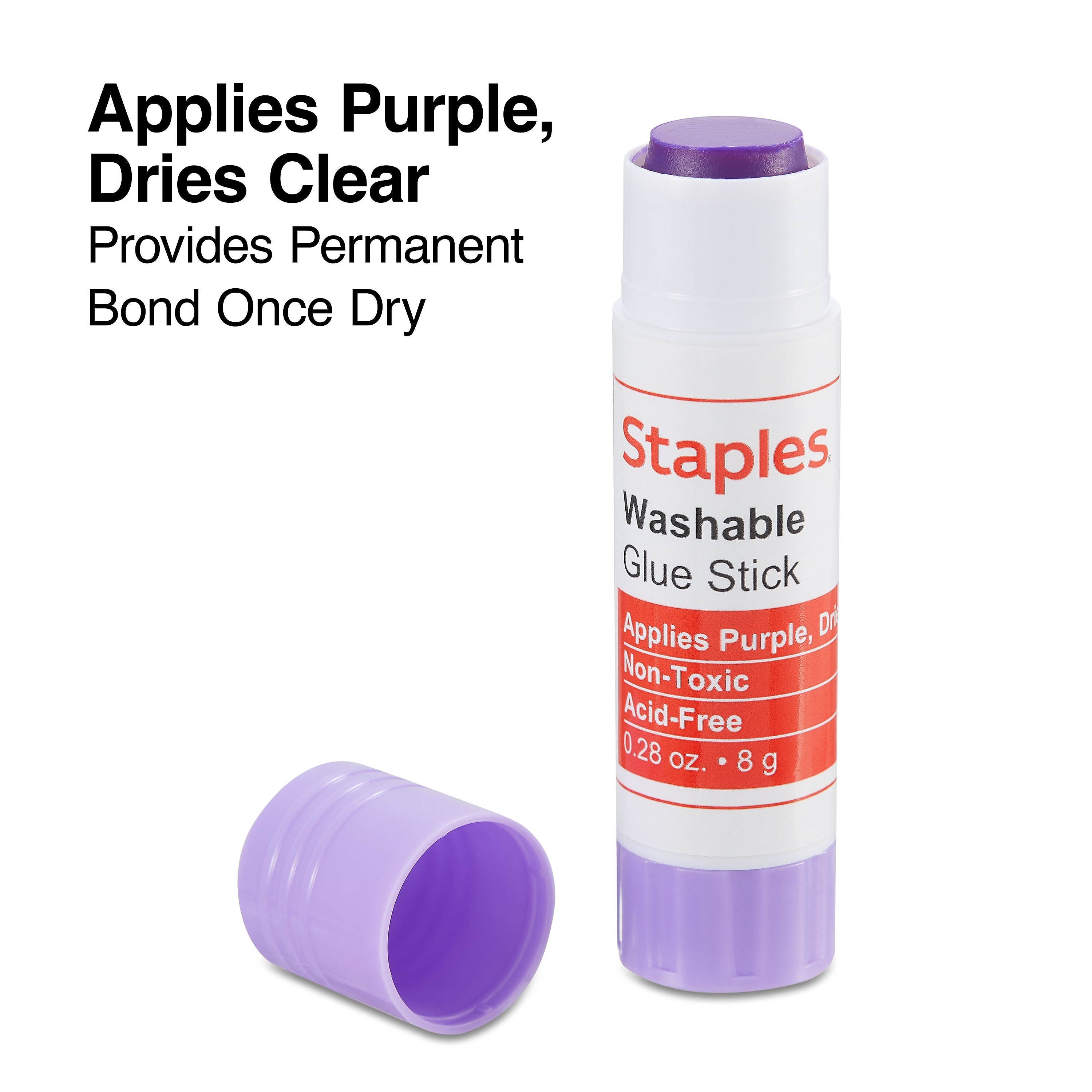 Staples® Washable Glue Sticks, 0.28 oz., Purple, 4/Pack (ST10446/10446)