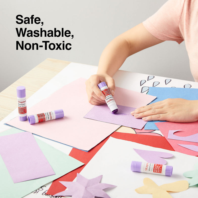 Staples® Washable Glue Sticks, 0.28 oz., Purple, 4/Pack (ST10446/10446)