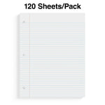 Staples College Ruled Filler Paper, 8" x 10.5", White, 120 Sheets/Pack, 36 Packs/Carton (TR37427)