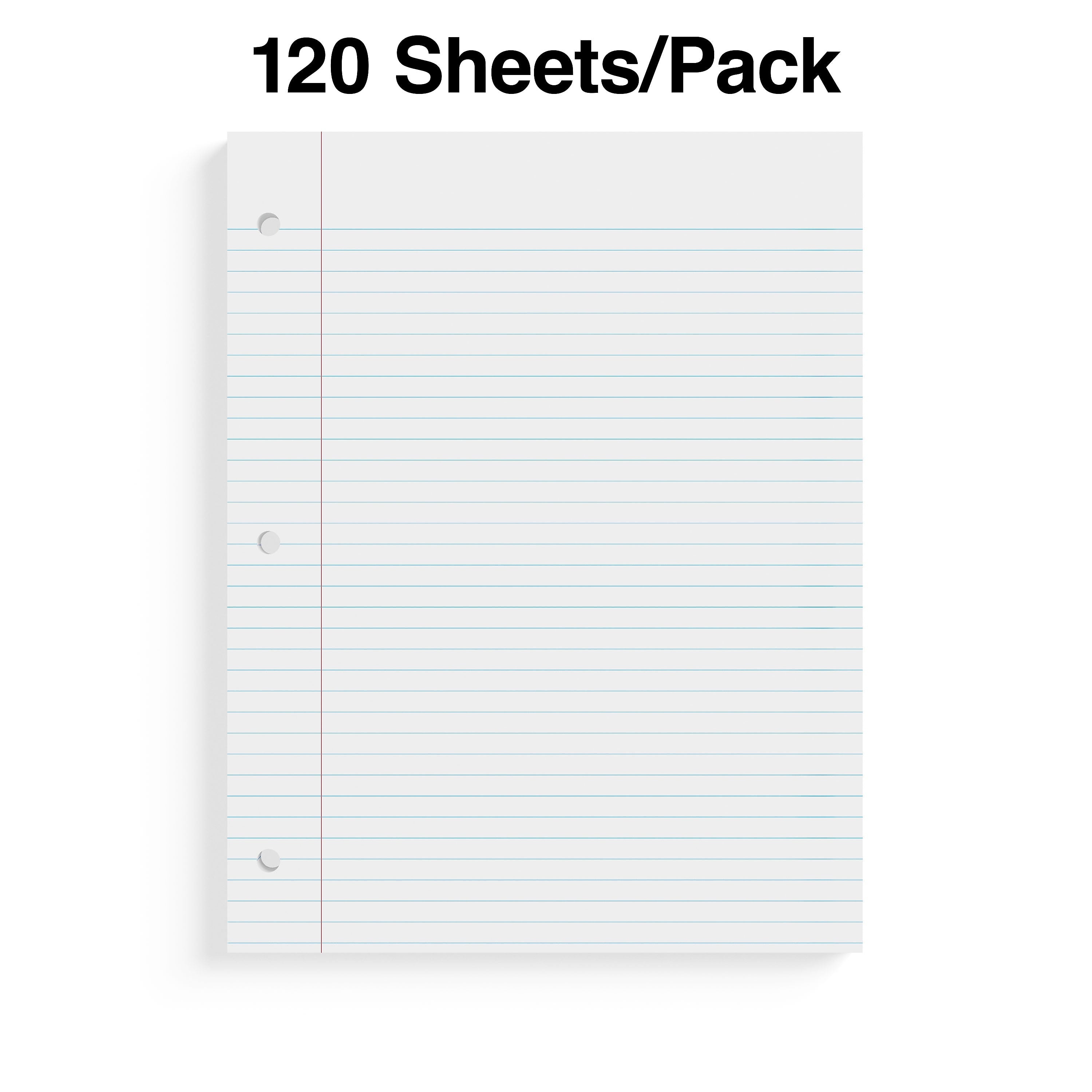 Staples Wide Ruled Filler Paper, 8" x 10.5", White, 120 Sheets/Pack, 36 Packs/Carton (TR37426)